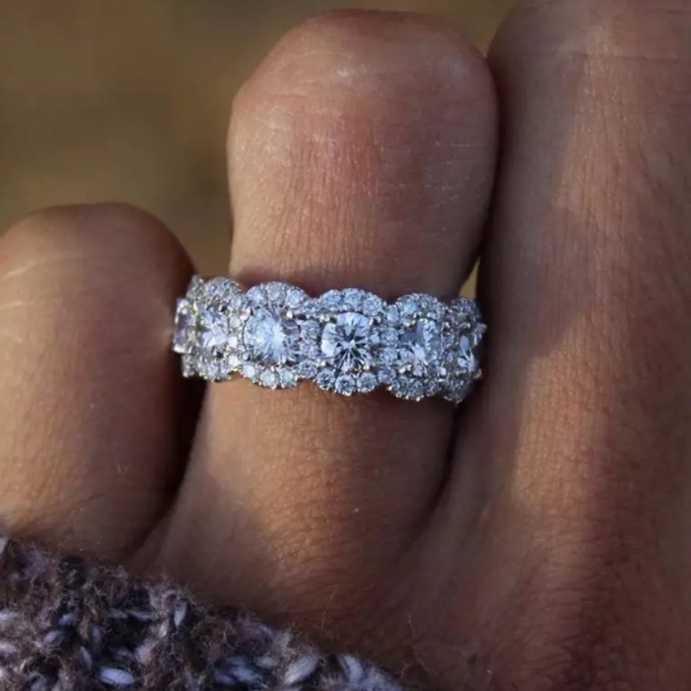 NEW 925 STERLING SILVER DIAMOND ETERNITY BAND RING